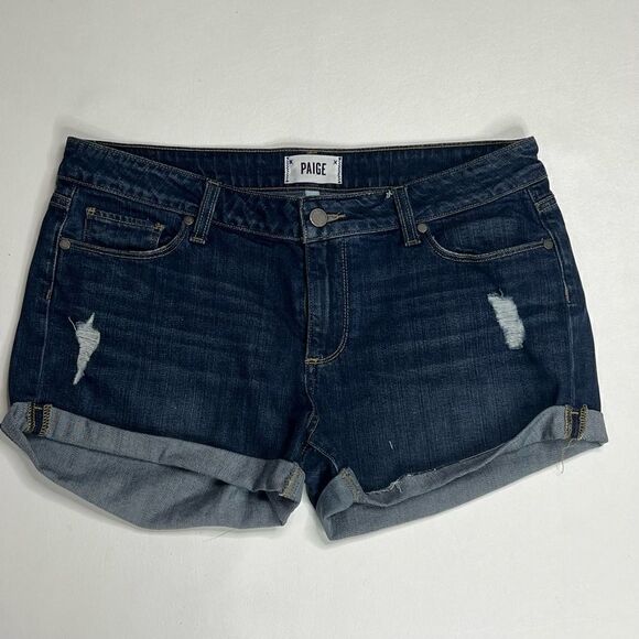 Paige | Jimmy Jimmy Short Factory Distressed Denim Shorts - Picture 1 of 5